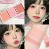 HISYI Niebla Facial Dulce Rubor Tricolor Mate Natural Maquillaje Desnudo Iluminador Fijador de Color Placa de Rubor Tricolor para Mujeres