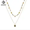 Collar de Piedra Ojo de Tigre Estilo Maillard para Mujer Lujo Accesible Diseño de Alta Gama Moda Retro Cadena Doble para Clavícula Apilada