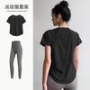 Traje de Ropa de Yoga de Malla para Mujer Ropa de Entrenamiento de Pilates Manga Corta Delgado Holgado Secado Rápido Running Deportes Fitness Top