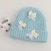 Gorro de punto con lazo tridimensional de estilo coreano para mujer, gorro de lana cálido de invierno, estilo ins, dulce, engrosado