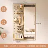 Perchero de Madera Maciza con Espejo de Vestir Integrado, Estante de Almacenamiento para Montar en Puerta, Espejo de Cuerpo Entero Deslizante para Montar en Pared para Recibidor
