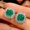 2026 Novo Brinco Stud Quadrado Zhuang Sheng Sheng Joias Base de Cobre Banhado a Ouro Simulado Corte Ninho de Pássaro Quadrado Feminino Pedra Principal 10*10