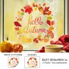 Corona de Hojas de Arce de Otoño Pegatinas Estáticas de PVC al por Mayor Corona de Hojas de Arce de Color Degradado Decoración de Acción de Gracias Pegatinas 3D para Ventana