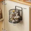 Estante de Almacenamiento para Cocina Dentro de la Puerta del Gabinete Montado en la Pared Caja de Almacenamiento sin Taladro para Cebolla, Jengibre y Ajo Cesta Colgante para Refrigerador Estante de Almacenamiento para Film Plástico