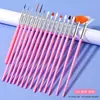 Set de 15 Pinceles para Uñas + 5 Plumas de Puntos Acrílicas, Plumas de Puntos con Brillo, Pinceles para Pintar, Pinceles Liner, Pinceles de Gel