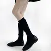 Calcetines de canalé de lana para otoño e invierno, adelgazantes, suaves y sencillos, hasta la pantorrilla para mujer, en tonos grises y versátiles de café