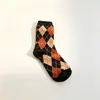 Calcetines Vintage Transfronterizos para Mujer, Calcetines de Media Pantorrilla, Calcetines Largos Británicos de Moda Estilo Ins para Primavera y Otoño, Calcetines Caídos, Calcetines de Lana Argyle