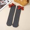 Calcetines Infantiles de Doble Aguja Grado A, Calcetines Holgados de Algodón Peinado para Niñas, Moño de Tela, Calcetines de Rayas Verticales para Pantorrilla de Bebé, Tubo Largo
