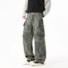 Pantalones Cargo de Algodón Puro Pesado Lavado Royal Kirin 2025Aw Otoño Nuevos con Artesanía Estampada Tie-Dye, Versión Limpia Disponible