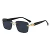 Gafas de Sol de Moda sin Marco Estilo Urbano Protección UV Montura Cuadrada Gafas de Sol de Montura Grande de Borde Cortado de Moda Gafas de Sol para Conducir