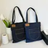 Bolsa de Lona de Comercio Exterior Gran Capacidad Bolso de Hombro para Mujer 2026 Nuevo Bolso Tote de Mezclilla Retro Bolsa para Estudiantes
