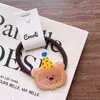 Nova Faixa de Cabelo Estilo Coreano para Crianças Urso Fofo com Grafite Estilo Família para Meninas Outono e Inverno Cor Café Rabo de Cavalo Círculo Grande