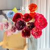 Flor Artificial 3 rosas Austin grandes rojo rosa Austin sala de bodas fila de piso pared de fondo flor decorativa