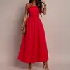 Vestido de Color Sólido con Pliegues Estilo Francés y Tirantes Finos para Mujer, Nuevo Modelo de Verano, Elegante y de Calidad, Falda Evasé que Ceñe la Cintura, Estilo Largo Adelgazante