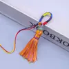 Anillo de Nudo de Diamante Teñido en Degradado Llavero con Borla Colgante para Bolso Nudo Chino de Xizang Adorno Colgante Largo con Borla