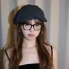 Novo Boina Artística Listrada de Algodão e Linho Estilo Japonês para Mulheres, Boina Newsboy Emagrecedora para Primavera e Verão, Tendência de Chapéu de Pintor Retrô