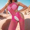 9600 Estilo Nuevo Transpirable Sexy Adulto Cuello Cruzado Abertura Transparente Malla Siamés Pijama