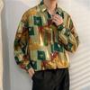 Camisa de Fada Masculina Primavera e Outono Camisa Divertida Estampada Masculina Manga Longa Estilo Hong Kong Solta Moda Casual Jaqueta Camisa