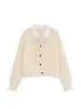 Jaqueta Cardigan de Tricô Falso Duas Peças com Lapela Feminino Outono/Inverno Novo Estilo Cardigan de Tricô com Laço de Renda Top Curto