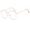 Nuevas gafas de metal cuadradas con montura estilo ins, estilo retro literario, anti-luz azul, espejo plano, montura grande, gafas para miopía, venta al por mayor