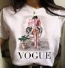 Camiseta Casual Feminina Europeia e Americana Gola Redonda Estampa de Letra e Flor Manga Curta Camisa Básica Top Solto