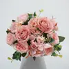 Flor de boda rosa, flor de seda, decoración de boda, hortensia falsa, flor de peonía rosa claro, floricultura