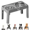 Comedero doble para mascotas de acero inoxidable, ajustable y plegable, para perros medianos y grandes, transfronterizo