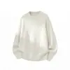 Han Lu Suéter Básico de Tricô Pesado Gola Redonda Tweed Falso Lã Caimento Solto Calça Casual de Corte Curvo Conjunto de Duas Peças