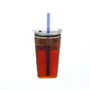 Nuevo Vaso Transparente de una Sola Capa con Popote, Hecho de Vidrio de Borosilicato Alto Resistente al Calor, Diseño Sencillo de Vaso Recto, Alto Valor Estético, Vaso de Agua de Popote de Moda