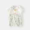 Mameluco de manga corta para bebé, Mameluco de verano fino de algodón Ice Oxygen con piernitas cortas, Traje de aire acondicionado para bebé, Ropa para bebé con babero