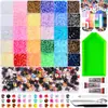Caja de 24 compartimentos moderna y popular de diamantes de resina jelly de color AB con base plana, empaquetada para arte de uñas DIY, accesorios pequeños, venta al por mayor