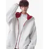Sudadera Cardigan con Cremallera Color-Block Otoño 2026 para Hombres y Mujeres, Trendy Holgada Versátil Casual de Pareja con Capucha