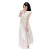 Vestido bordado branco francês transfronteiriço 2025 Verão Novo Estilo Cintura Delicada Comprimento Médio Vestido Fresco de Fada