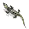 Broche Audaz de Cocodrilo de Venta Caliente Europea y Americana con Pedrería Verde Completa, Pin de Animal, Broche de Decoración de Abrigo Moderno y Único