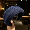 Diadema de punto texturizado con estampado estilo coreano para principios de otoño, diadema versátil retro de corona alta, pinza para el pelo para uso diario
