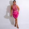CQK2607 Vestido sexy europeo y americano con escote de pedrería y espalda descubierta