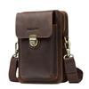 Bolso bandolera de piel de vaca para hombre, estilo retro, de Black Angel, con correa para el hombro, de piel de Caballo Loco, para teléfono móvil, con entrega transfronteriza.