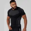 Youngal Transfronteiriço Novo Masculino Fitness Manga Longa Manga Curta Academia Tipo Músculo Masculino Treinamento Absorvente de Suor e Respirável Academia