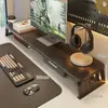 Soporte para monitor de computadora, organizador de escritorio, elevador de monitor de oficina de madera maciza, almacenamiento para estación de trabajo