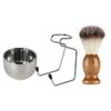 Set de tres piezas de cepillo de afeitar, cepillo facial de limpieza, estante de almacenamiento, tazón, estante de acero inoxidable y estante de almacenamiento de cepillo de plástico