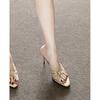 Sandalias Retro Doradas Francesas para Mujer con Tiras Delgadas y Faldas, Sandalias y Pantuflas para Exterior, Tacones Altos Sexy de Punta Abierta