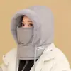 Chapéu Lei Feng de Camurça para Inverno para Homens e Mulheres, Chapéu Quente com Proteção para Orelhas para Ciclismo ao Ar Livre, Chapéu de Algodão do Nordeste à Prova de Vento e Frio com Forro de Fleece