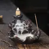 Inciensario Ornamental de Cerámica de Flujo Inverso Transfronterizo Creativo Flor de Loto Piscis Sándalo Humo Flujo Inverso Horno de Aromaterapia Adornos para el Hogar