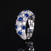 Joyería Zhuang Shengsheng Anillo de Cobre con Fondo Dorado Chapado en Oro Cristal Azul Puntiagudo de Simulación Europeo y Americano Corindón Rojo Estilo Retro Anillo con Fila de Diamantes Venta al por Mayor