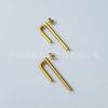 Pendientes de botón con barra redonda geométrica de diseño original de acero de titanio chapado en oro de 18 quilates, pendientes de moda personalizados INS E221443