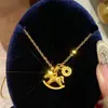 Brincos e Colar de Cavalo do Ano do Zodíaco Banhados a Ouro Real 18K, Nova Corrente para Suéter de Luxo Leve Estilo Chinês, Conjunto de Joias Estilo Chinês