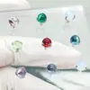 Pendiente de bola de cristal de ópalo de tres garras de aleación de titanio F-136 Cabezal de joyería para piercing labial de titanio G23 para piercing de lengua con rosca interna
