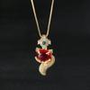 Novo estilo cheio de diamante Fox pingente colar moda personalizado viajante versátil luz de luxo micro embutido zircônio clavícula colar de corrente para as mulheres