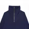 Comercio Electrónico Transfronterizo al por Mayor 2026 Nuevo Sudadera con Cremallera Media y Cuello Alto para Mujer Color Sólido Hombro Caído Manga Larga Holgada Casual Versátil