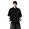 Camisa Polo Bordada de Verano Estilo Americano para Hombres de Tallas Grandes, Camiseta Casual Holgada Oversize para Hombre Talla Grande Cuello Camisero Manga Corta